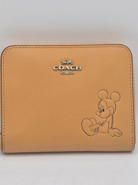 Coach Handbags - Coach x Disney Mickey Mouse Zip Around Wallet Leather Beige Limited Edition NWT